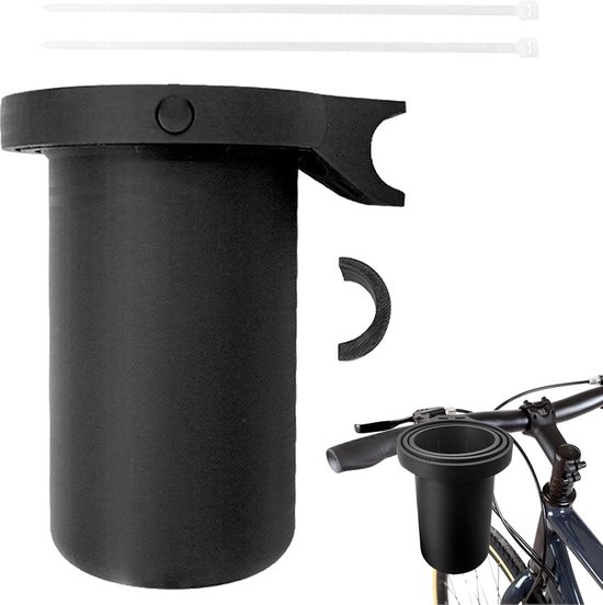 Drankhouder Fiets - Bekerhouder Stuur - Outdoor Activiteiten - Morsbestendig Ontwerp - 13.4 x 11.7 cm - Zwart