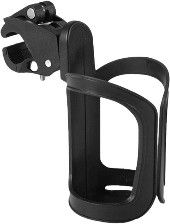 Drankhouder Fiets - Bidonhouder Kinderwagen - Onderweg Drinken - Veilig en Stabiel - 19.3 x 18 x 7.7 cm - Zwart