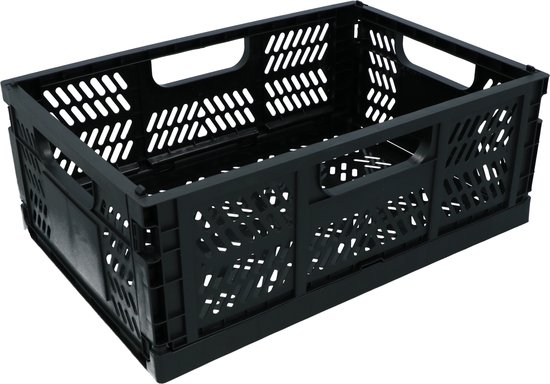 Dresco Fietskrat - Compact inklapbaar - Voor voordrager/bakkersrek of bagagedrager -17 Liter - 43x29x16 cm - Geperforeerde bodem van Dresco