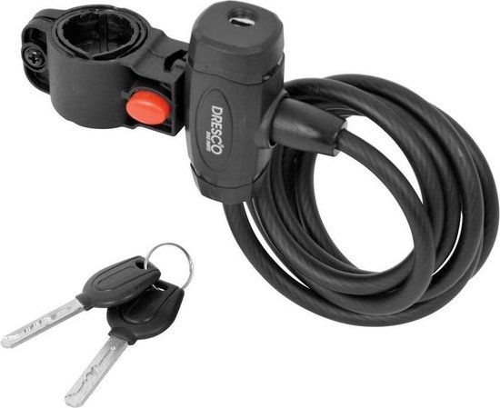 Dresco Kabelslot 150/8 - Spiraalslot - 150cm - Rond 8mm - Met steun - Matzwart van Dresco