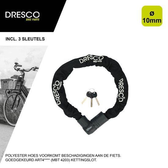 Dresco Kettingslot 90cm - ø10.5mm - ART 4 keur- Zwart van Merkloos