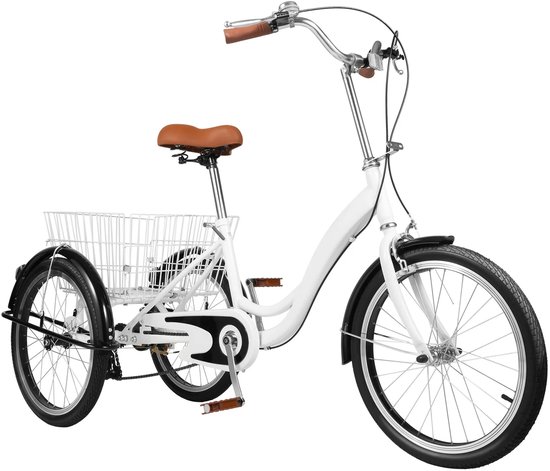 Driewieler - Driewielfiets Volwassenen - 20 Inch Driewieler - Ergonomisch Zadel - Incl. Achtermand - Stuur Verstelbaar in Hoogte - 163.5 x 62.5 cm van Merkloos