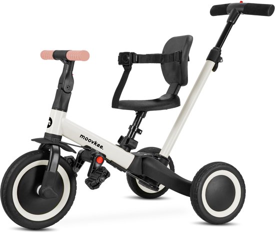 Driewieler met stang 6in1 ecru - crossfiets vanaf 1 jaar - kinderfiets vanaf 1 jaar van Merkloos