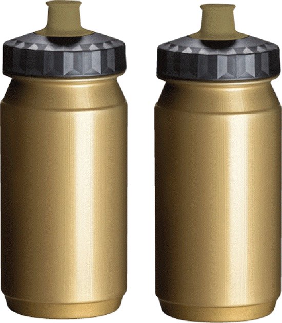 Drinkfles 2x 550 ml Bidons Goud Zwart Waterfles Fiets Hardlopen Bidon