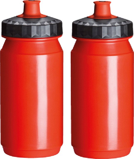 Drinkfles 2x 550 ml Rood Zwart Drinkbus Waterfles Kind Fiets