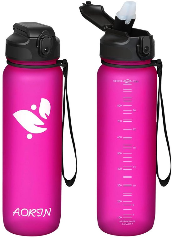 Drinkfles met rietje - BPA-vrij, lekvrij - 750 ml/1 l/1,5 l - Tritan