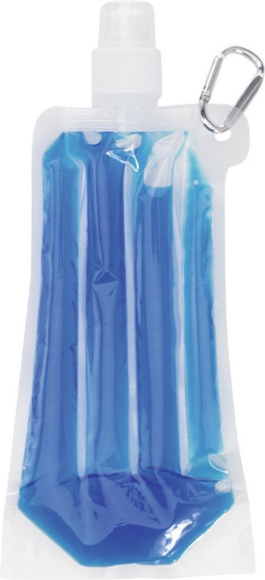 Drinkfles / waterfles bidon Opvouwbaar - blauw - navulbaar - met koelelement - 400 ml - festival/outdoor