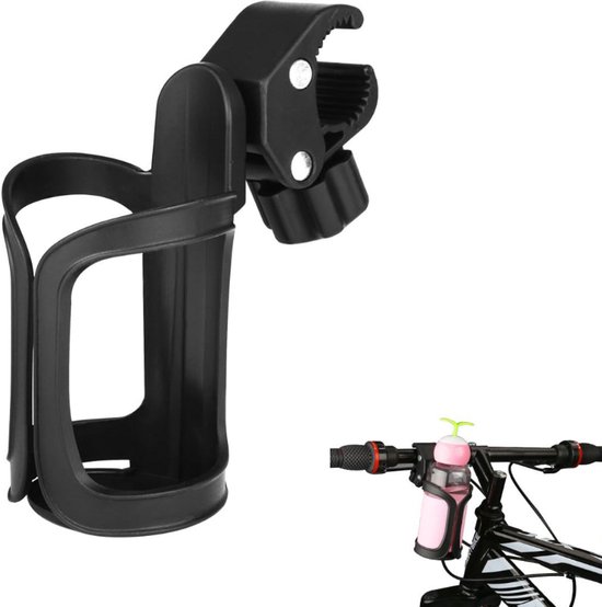 Drinkfleshouder - Bidonhouder -Bidonhouder fiets - Universele bekerhouder - Mountainbikes - Fiets - Universele bekerhouder voor fietsen - Trolleys of rollators - Snelle montage en demontage - Fietsaccessoires - Zwart - 1 stuk