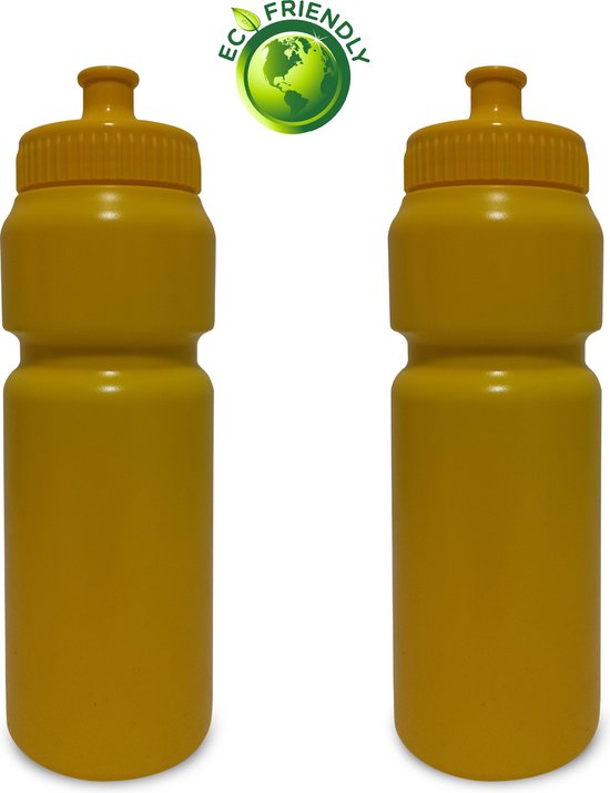Drinkflessen 750ml x2 - Bidons kinderen/volwassenen - Geel van Sportneer