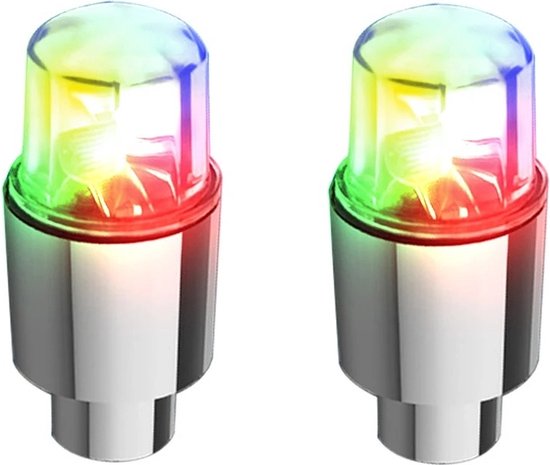 DrPhone FireFly - 2x Ventieldop met LED RGB (7 kleuren) - Lichtsensor - Fiets Ventiel Licht voor o.a. fietsen Waterdicht