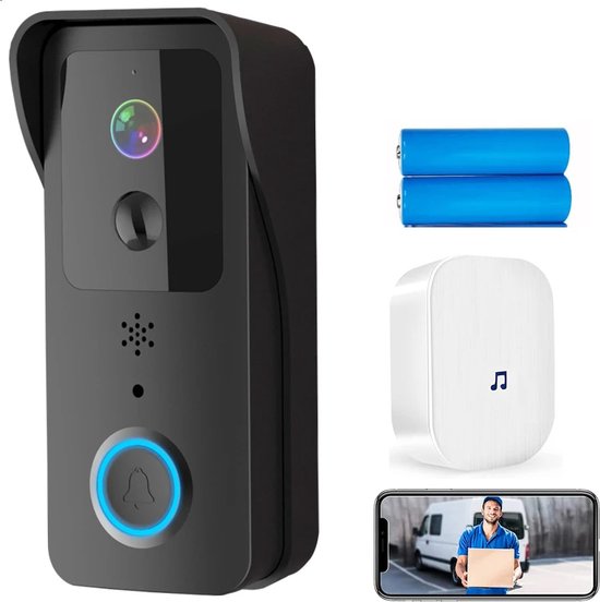 DrPhone LM7 - Camera Deurbel Met Binnen Bel Set - 5Ghz + 2.4Ghz Smartcam Camera Deurbel Met Tuya App Besturing – Waterdicht - Zwart van DrPhone