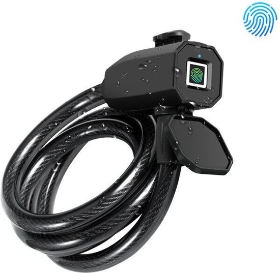 DrPhone VS1 – Fietsslot Met Vingerscan – Oplaadbare Fietsslot – Vingerafdruk Slot – 10 Vingerafdruk Patronen – IP65 Waterdichte Slot - Zwart van DrPhone
