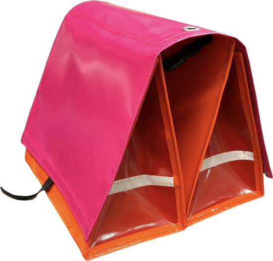 Du Baj  Budget L Pink Orange Red - Dubbele Fietstas - 45 l - Roze;Rood van Du Baj
