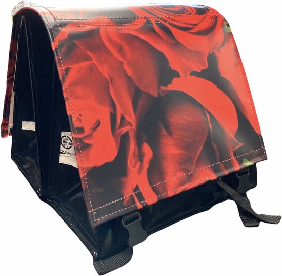 Du Baj large LUXE EBIKE photocollection roses - Dubbele Fietstassen - Achter - 45 l van Du Baj