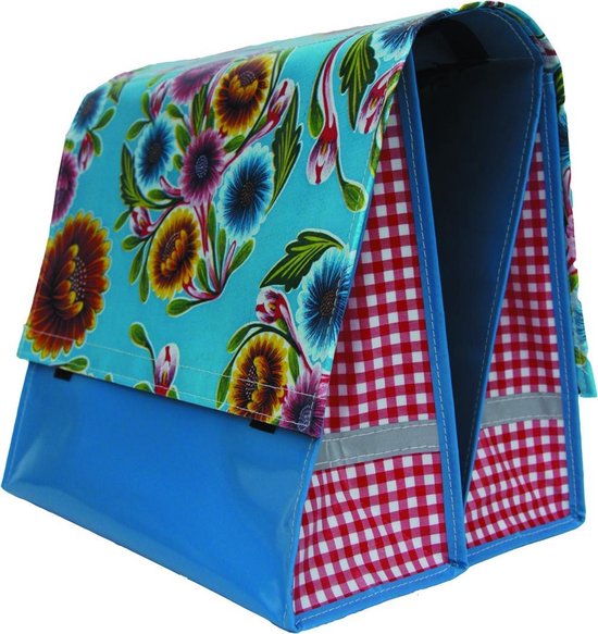 Du Baj Mexi Kidz - Dubbele Kinderfietstas - 21 l - Floral Aqua van Du Baj