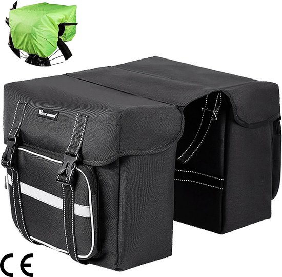 Dubbele Fietstas 25L - Ruime Fiets Achterbank Kofferbak Tas met Inbegrepen Regenhoes - Handige Fiets Opslagoplossing van FAST RIGHT.