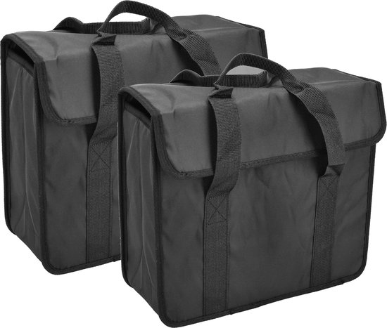 Dubbele Fietstas 40 Liter (2×20L) – Set van 2 Enkele Fietstassen – Afneembaar en Meeneembaar – Met Handgrepen – Zwart – Universele Bevestiging