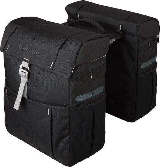 Dubbele fietstas Gazelle met MIK adapter - zwart/olijf
