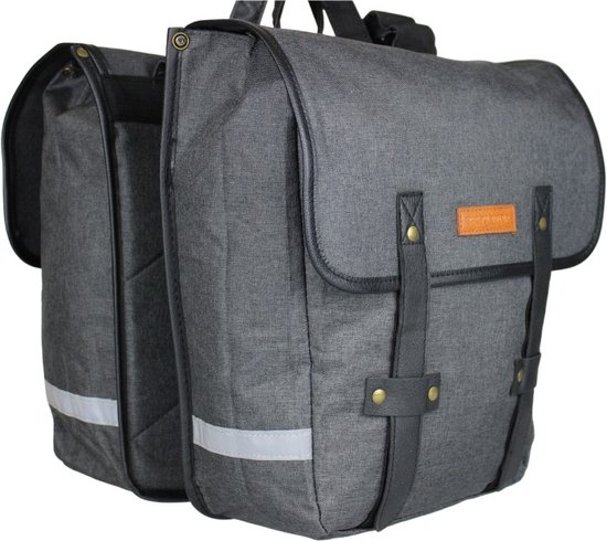 Dubbele fietstas grijs/zwart - Kleine fietstas dubbel - Fietstassen Waterdicht - 23 liter - Fluorescerend - Stevige fietstas van Willex