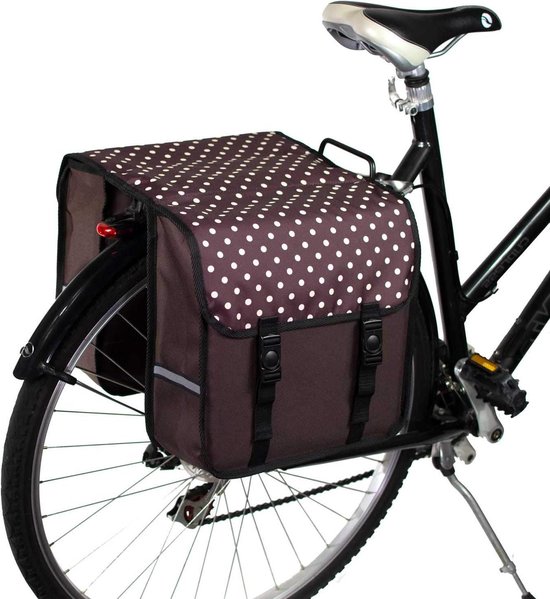 Dubbele Fietstassen Voor Achterfietsdragers - Bruine Stippen - BikyBag Classic Waterproof bicycle bag van BikyBag