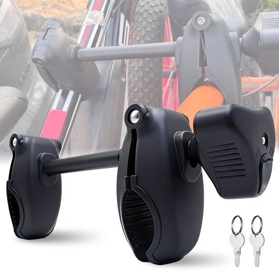 Dubbele framehouder fietsendrager – afsluitbaar – verstelbaar 30-60 mm – met antikras rubber – voor 2 fietsen van Merkloos