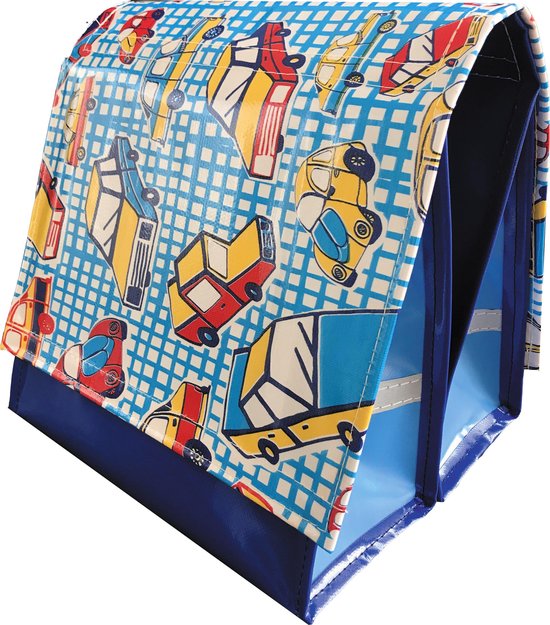 Dubbele kinderfietstas M autootjes van Beck.