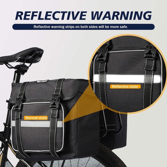 Dubbele waterdichte fietstas - 25 liter - regenhoes - bagagedrager opbergtas fiets Waterproof bicycle bag van Merkloos