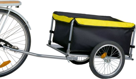 Dunlop Fietskar - Fiets Aanhanger - Fietsaanhanger voor Spullen - Fietskar bagage Opvouwbaar - Fietskar met Reflectoren en Verstelbare Regenhoes - Geel van Dunlop