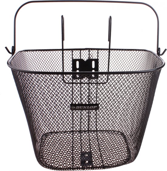 Dunlop Fietsmand Stuur 22L - Fiets Mand met Handvat en Haken - Fietsmandje 34 x 24,5 x 26 cm - Geschikt voor Elektrische Fiets, Omafiets en Stadsfiets - Metaal - Zwart van Dunlop