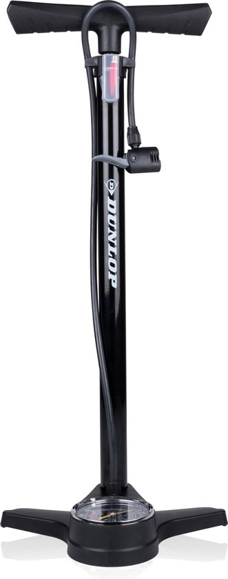 Dunlop Fietspomp met Drukmeter - Fiets Pomp voor Dunlop, Schrader en Frans Ventiel - Staande Pomp Incl. Adaptoren voor Waterspeelgoed en Ballen - Ook voor Scooter en Auto Banden van Dunlop