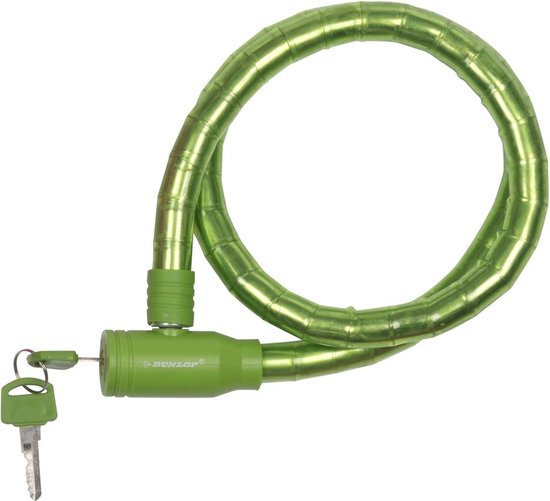 Dunlop kabelslot groen met plastic coating 80 cm - Fietsslot voor motor/scooter/brommer/fiets van Dunlop