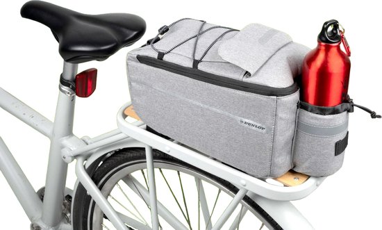 Dunlop Koeltas voor Bagagedrager Fiets - 7 Liter - Fietstas - Klittenband Bevestiging - Incl. Extra Opbergvakken en Flessenhouder - Isolerende Binnenlaag - met Schouderband - Grijs van Dunlop
