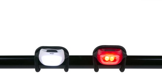 Dunlop Light Set LED 2pc - Fietsverlichtingsset met Voorlicht en Achterlicht - Gemaakt van Kunststof - Inclusief Batterijen - Eenvoudig te Monteren - Kleur Rood en Wit
