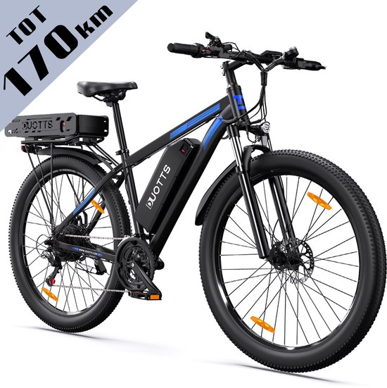 DUOTTS Elektrische Fiets C29-K - Krachtige 720Wh+1080Wh Verwijderbare Accu (Dubbele Accu Versie)- 170 km Bereik - 29 inch - 21 Versnellingen Kettenschakeling, Achterwielaandrijving met Brushless Motor en LED-verlichting- Zwart