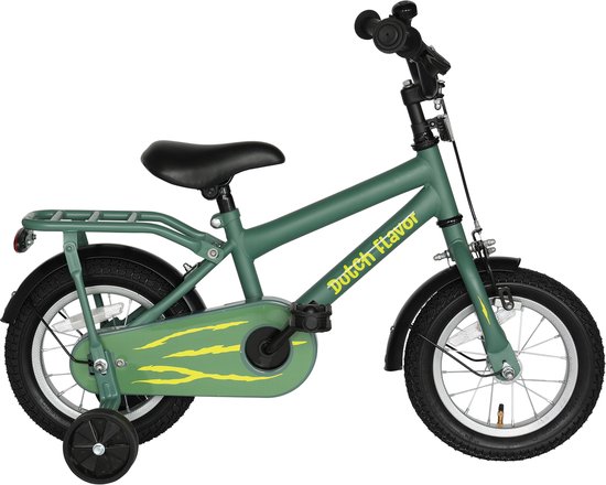 Dutch Flavor Kinderfiets 12 Inch - Groen - 2 tot 4 jaar - Knijprem en terugtrap van Merkloos