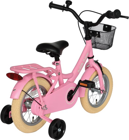 Dutch Flavor Kinderfiets 12 Inch - Roze - 2 tot 4 jaar - Knijprem en terugtrap van Merkloos