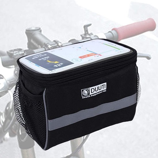 DUUTI XL Fiets Stuurtas Met Telefoonhouder & Kaarthouder - Afneembaar - Waterdicht van DUUTI