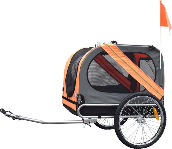 Duvo+ Fietskar Pet trailer 80x56,5x63cm Grijs Oranje van Duvo+