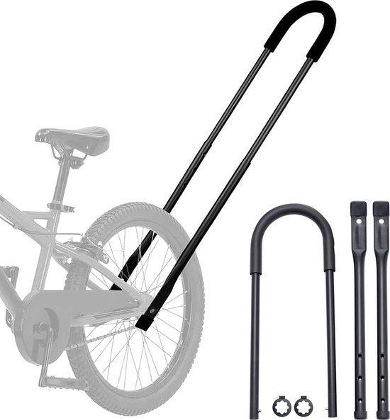 Duwstang voor kinderfiets - Universeel - Zwart - Fietstrainer - Fietsbeugel - Geschikt voor loopfiets, driewieler en peuterfiets van Merkloos