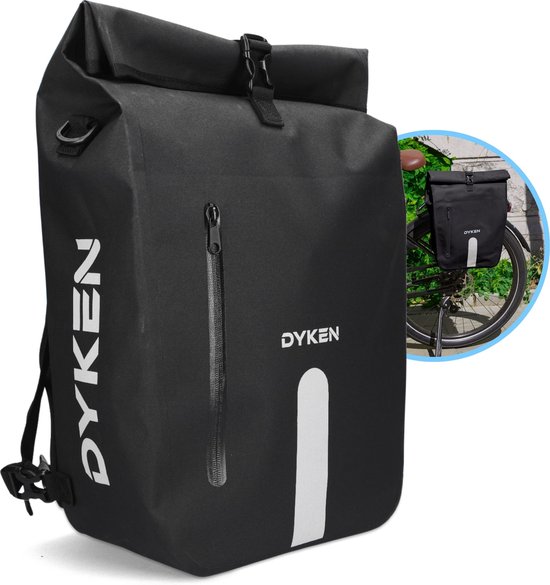 Dyken Fietstas Enkele - Waterdicht - Fietsrugzak - Schoudertas - Fietstas Enkel - 25L - Zwart van Dyken