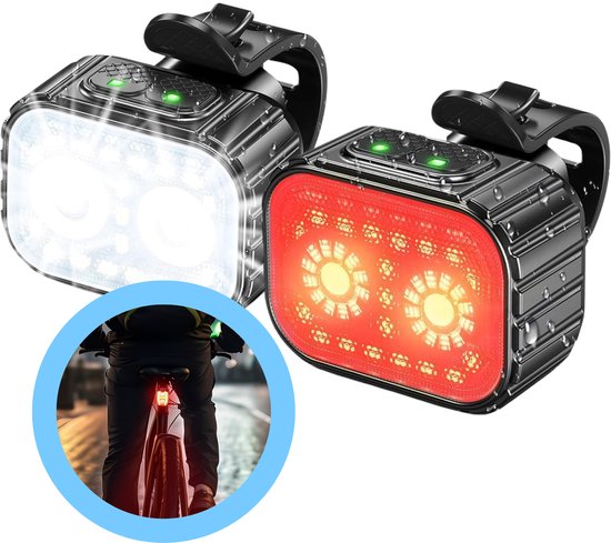 Dyken LED Fietslampjes Set - Fietsverlichting USB Oplaadbaar - Fietslamp Rood en Wit - Fietslicht - Voorlicht & Achterlicht Fiets van Dyken
