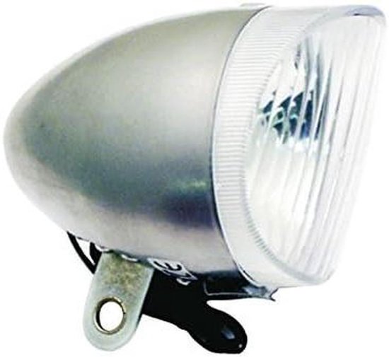 Dynamo Koplamp - Voorlicht Fiets - Veilig Fietsen - Gemaakt Van Metaal - Diameter 74 mm - Grijs