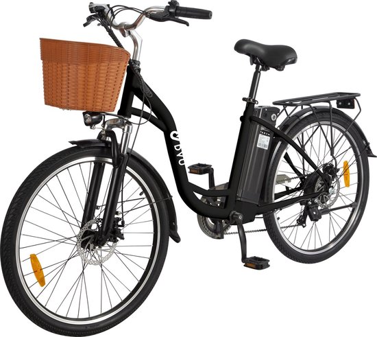 DYU C6 - E -Bike - Elektrische Fiets - 250 watt - topsnelheid 25 km/u - 26’’ banden - Zwart - RIJKLAAR SERVICE van DYU