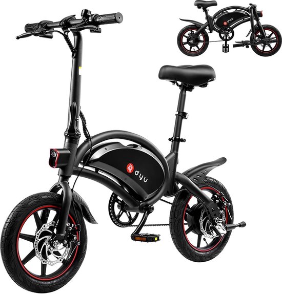 DYU D3F - Elektrische fiets - Elektrische stadsfietsen - 16 inch - 36V 10AH - Met trapondersteuning - Schokabsorptie - elektrische vouwfiets van DYU