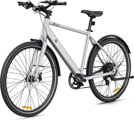 DYU Stroll1 elektrische fiets - 36 V 9 Ah verwijderbare batterij - 250 W motor - 3 rijmodi en Shimano 7 snelheden - Uitgerust met 27,5 inch 700 * 38C CST-banden - Ondersteund pedaal, LCD-scherm - Slimme elektrische fiets - zilver van Merkloos