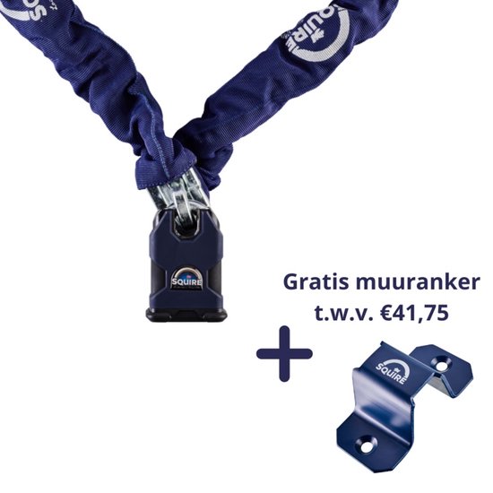E-Bike fietsslot Squire SS50CS/G5 met 1500mm ketting incl. gratis muuranker van Squire
