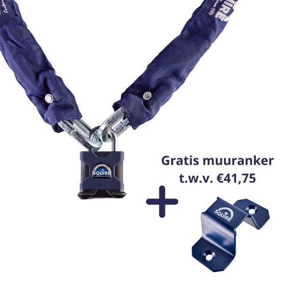 E-Bike fietsslot Squire SS50S/G4 met 1200mm ketting incl. gratis muuranker van Squire