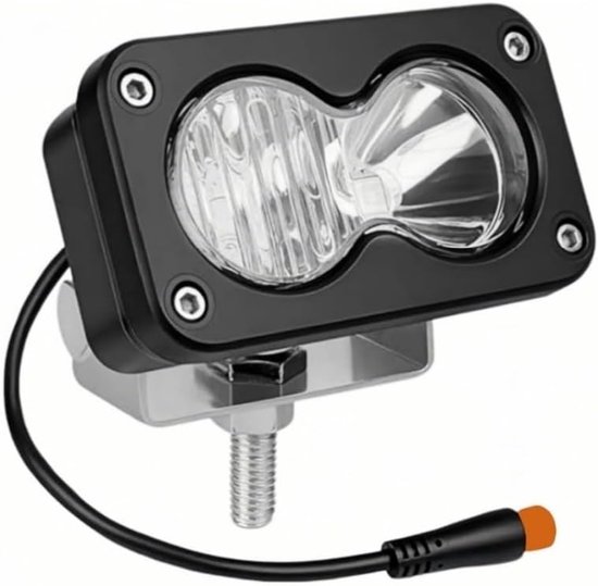 E-bike koplamp Baja-stijl geschikt voor Ridstar Q20, 3-pins Julet stekker plug-and-play, helder 6800K wit licht, breedspanning 10V-80V, 30W volledig aluminium off-road lamp (met verlengkabel)