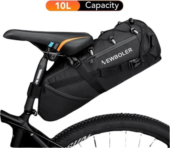 E-Shop4u - Fietstas - Waterdicht - Zwart - 10L - Fietsaccessoires - Fiets Tas - Fiets Reis - Fiets Transport - Fiets Waterdicht - Fiets Duurzaam - Fiets Flexibiliteit - Gratis Verzending van E-Shop4u