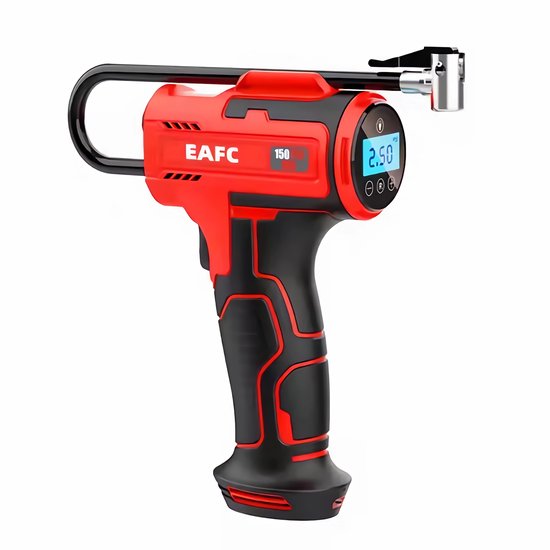 EAFC 150PSI Draadloze Autobandenpomp - Snelle en Draagbare Luchtcompressor voor Auto, Motor, Fiets, Boot, Ballen - 4000mAh Batterij - Zachte Rubberen Handgreep - Rood & Hogedrukkracht